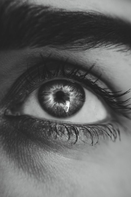 Grayscale Photography of Left Person's Eye